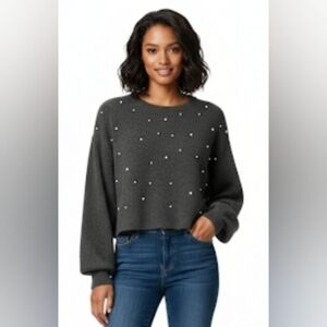 Zara Charcoal Knit Sweater with Embellishments